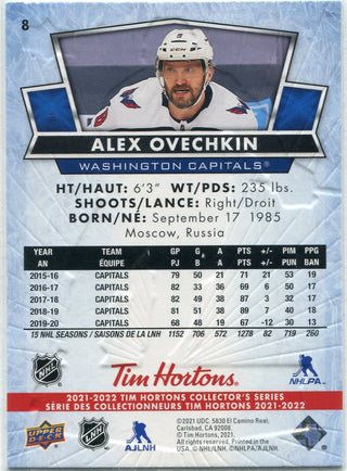 Alex Ovechkin 2021 - 2022 Upper Deck Tim Hortons Card #8