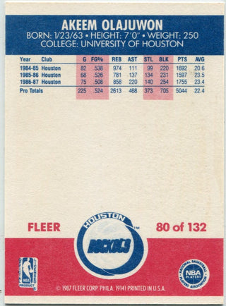Akeem Olajuwon 1987 - 1988 Fleer Card #80
