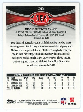 Dre Kirkpatrick 2012 Topps Chrome Rookie Card #28