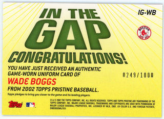 Wade Boggs 2002 Topps In the Gap Patch Relic #IG-WB