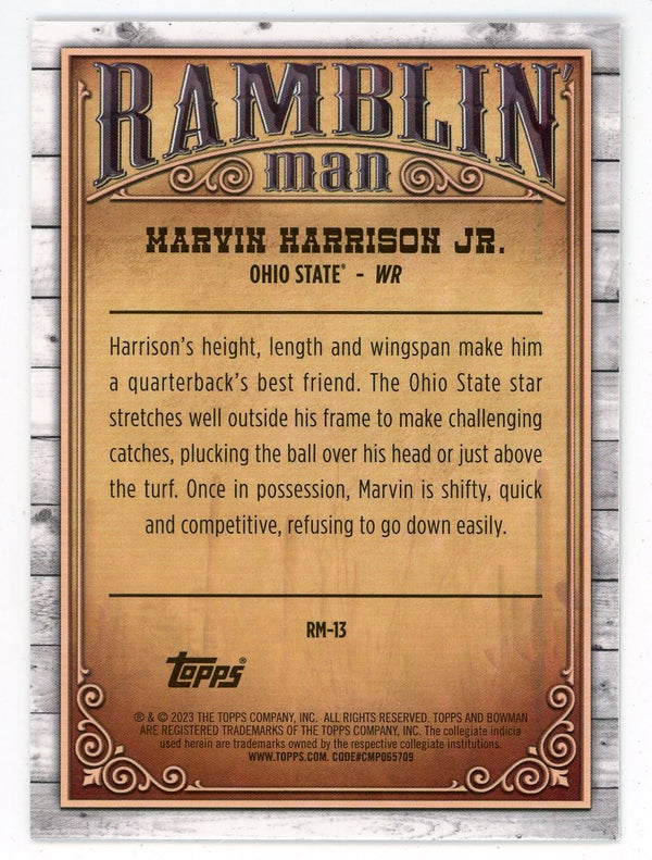 Marvin Harrison Jr 2023 Topps Bowman University Ramblin Man #RM-13