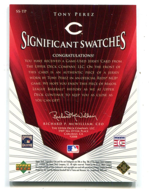 Tony Perez 2005 Upper Deck Significant Swatches #SSTP Card
