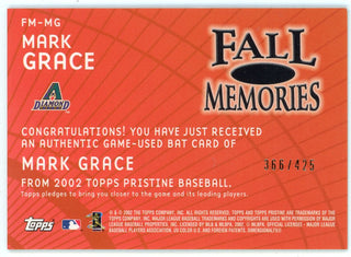 Mark Grace 2002 Topps Fall Memories Bat Relic #FM-MG