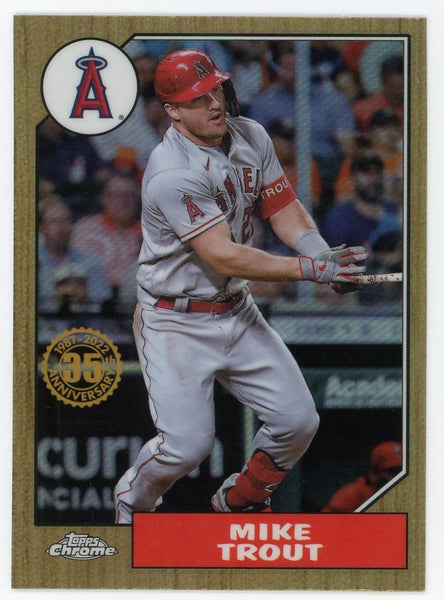 Mike Trout 2022 Topps Chrome Gold 35th Anniversary #87BC-1 Card