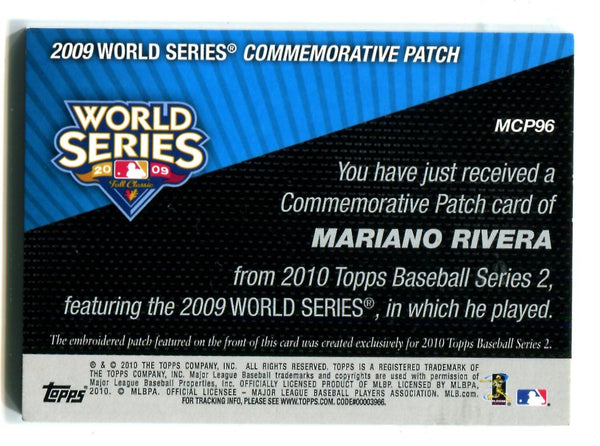 Mariano Rivera 2010 Topps World Series Patch Card #MCP96