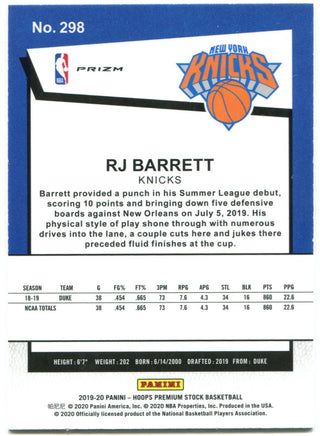 RJ Barrett 2019 NBA Hoops Tribute Rookie Card