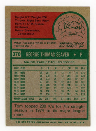 Tom Seaver 1975 Topps Mini #370 Card