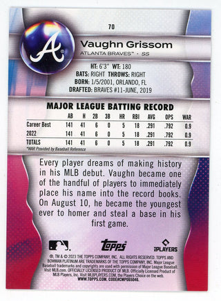 Vaughn Grissom 2023 Topps Bowman Platinum Rookie Card #70