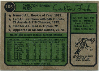 Carlton Fisk 1974 Topps Card #105