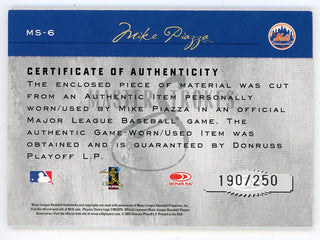 Mike Piazza 2005 Donruss Master Strokes Patch Relic #MS-6