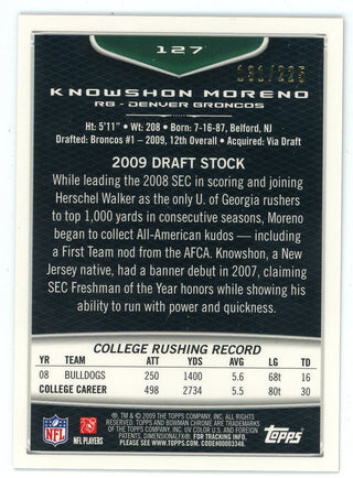 Knowshon Moreno 2009 Topps Bowman Chrome Rookie Card #127