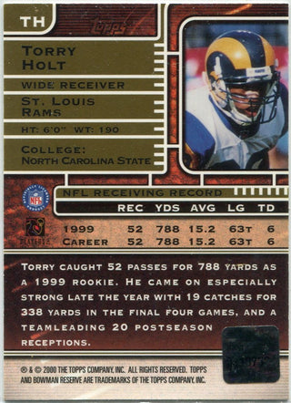 Torry Holt 2000 Topps Autographed Card #TH