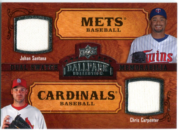 Johan Santana Chris Carpenter 2008 Upper Deck Ballpark Collection Jersey Card