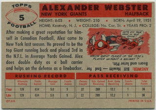 Alex Webster 1956 Topps Card #5