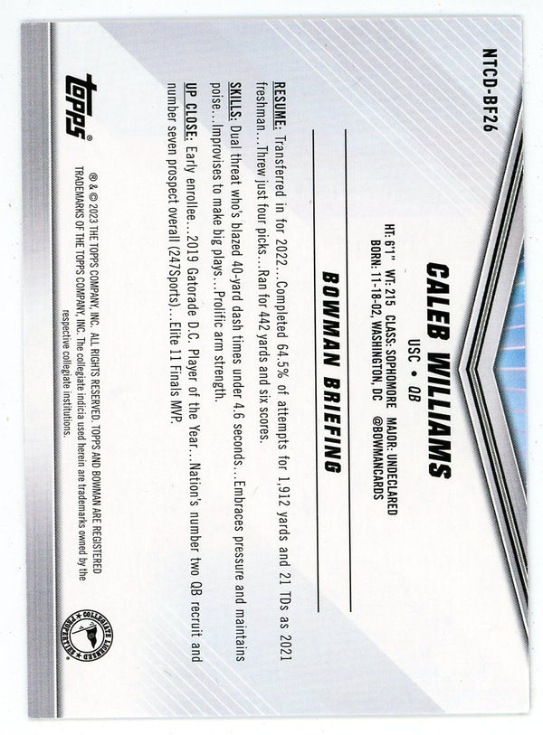 Caleb Williams 2023 Topps Bowman U International Trading Card Day #NTCD-BF26