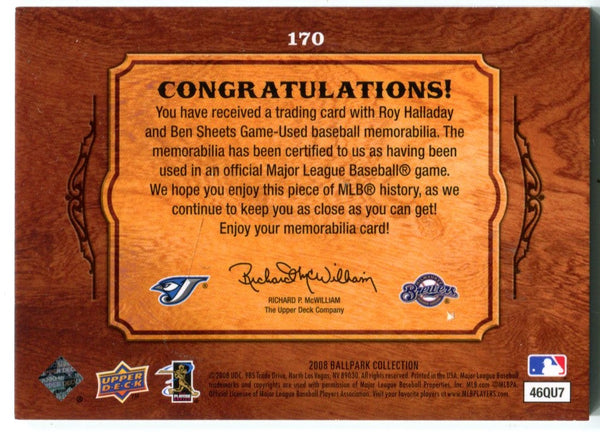 Ben Sheets/Roy Halladay 2008 Upper Deck #170 Ball Park Collection Card