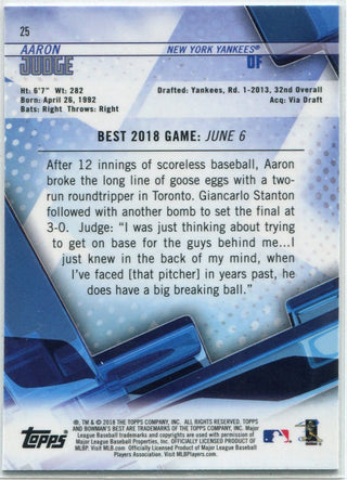 Aaron Judge 2018 Bowman's Best Card #25
