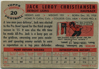 Jack Christiansen 1956 Topps Card #20