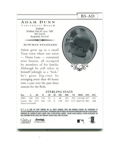 Adam Dunn 2006 Topps Bowman Sterling #BS-AD Card