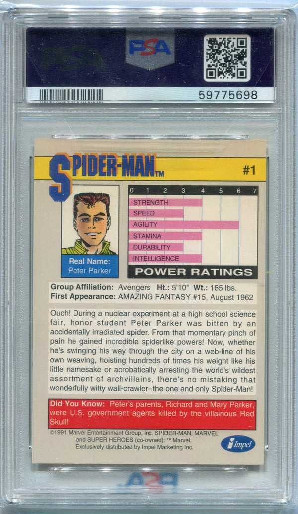 psa graded marvel cards Spider-Man 1991 Marvel Universe Card PSA Graded 8