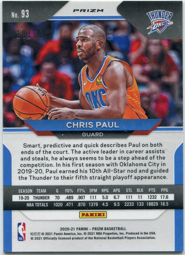 Chris Paul 2020 - 2021 Panini Prizm Orange Wave Prizm Card #93 19/60