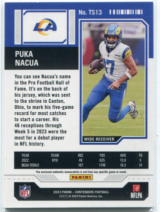 Puka Nacua 2023 Panini Contenders Rookie Ticket Jersey RC #TS13