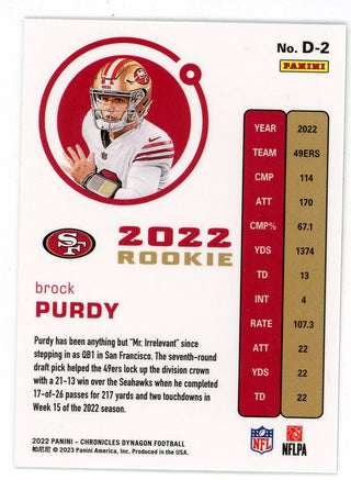 Brock Purdy 2022 Panini Chronicles Dynagon Rookie Card #D-2