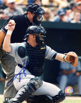 Toby Hall Autographed / Signed Catching 8x10 Photo
