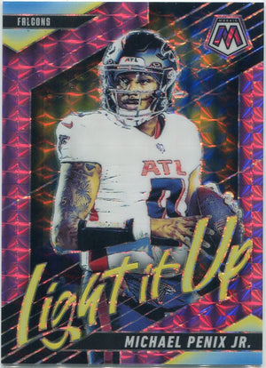 Michael Penix Jr. 2025 Panini Mosaic Light It Up Purple Mosaic Prizm Card #25 37/49