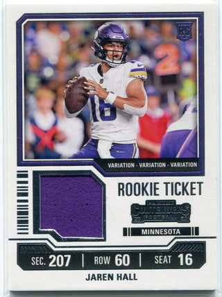 Jaren Hall 2023 Panini Contenders Rookie Ticket Jersey Variation RC #TS16V