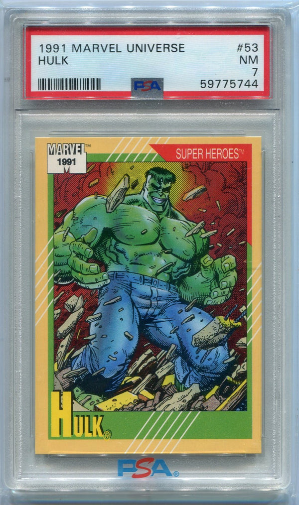 Hulk Mini Card Hulk 1991 Marvel Universe Card #53 PSA Graded 7 | Hollywood Collectibles