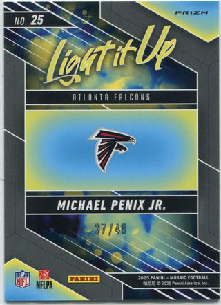 Michael Penix Jr. 2025 Panini Mosaic Light It Up Purple Mosaic Prizm Card #25 37/49