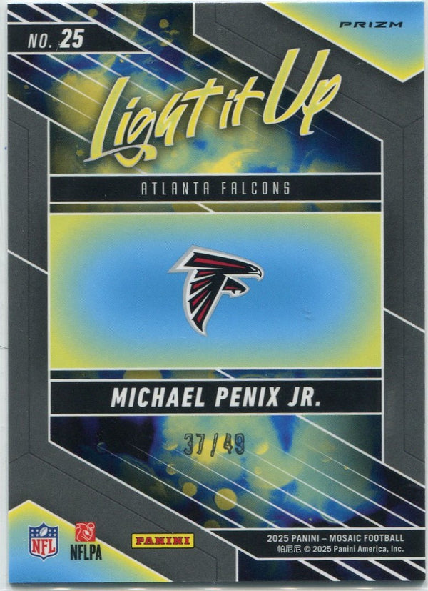 Michael Penix Jr. 2025 Panini Mosaic Light It Up Purple Mosaic Prizm Card #25 37/49