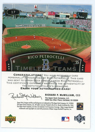 Rico Petrocelli 2004 Upper Deck Legends Autographed Card #17