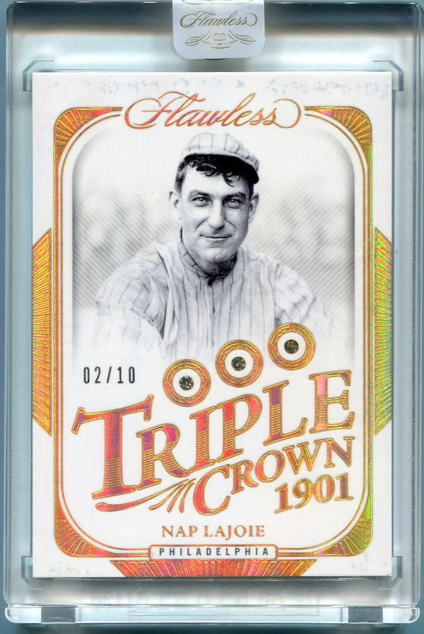 Nap Lajoie 2024 Panini Flawless Triple Crown Triple Diamond Gold Relic 11 2/10