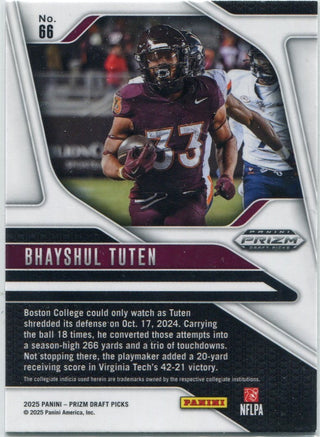 Bhayshul Tuten 2025 Panini Prizm Draft Picks RC #66