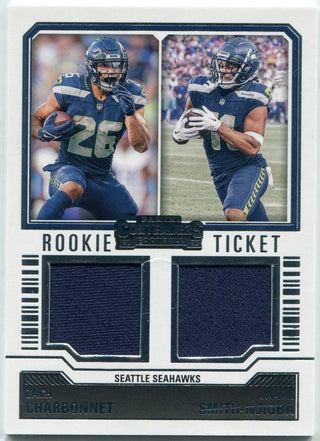 Zach Charbonnet & Jaxon Smith-Njigba 2023 Panini Contenders Rookie Ticket Dual Jersey RC #DS-13