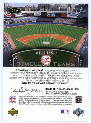 Phil Niekro 2004 Upper Deck Legends Autographed #239