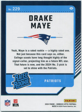 Drake Maye 2024 Panini Donruss Optic Rated Rookie RC #229