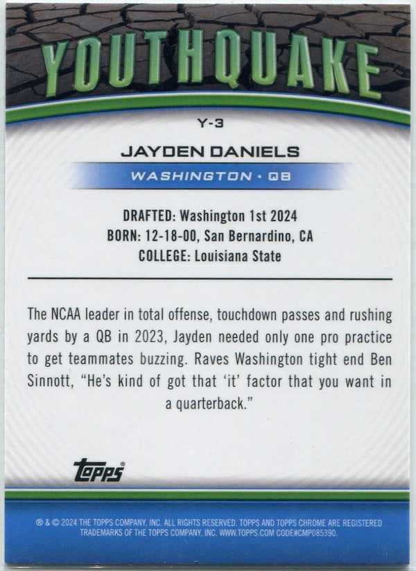 Jayden Daniels 2024 Topps Chrome Youthquake RC #Y-3