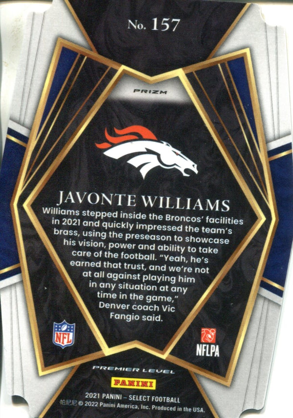 Javonte Williams 2021 Panini Select Rookie Card #157