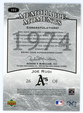 Joe Rudi 2004 Upper Deck Memorable Moments Autographed Card #102