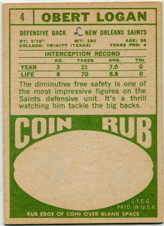 Obert Logan 1968 Topps Card #4