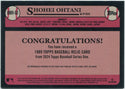 Shohei Ohtani 2024 Topps 1989 Throwback Relic Black Border Card  181/199
