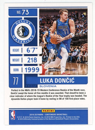 Luka Doncic 2019-20 Panini Contenders Season Ticket Green Card #73