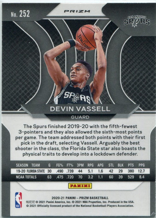 Devin Vassell 2020 - 2021 Panini Prizm Green Prizm RC #252