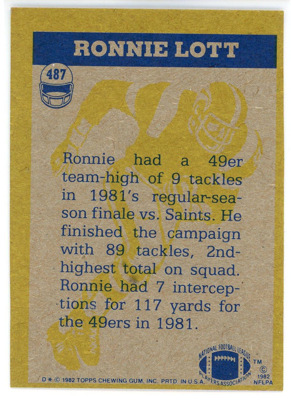 Ronnie Lott 1983 Topps Card #487
