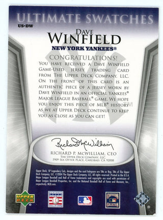 Dave Winfield 2004 Upper Deck Ultimate Swatches Patch Relic #US-DW