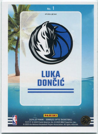 Luka Doncic 2024 - 2025 Panini Donruss Optic Splash Silver Prizm Card #1