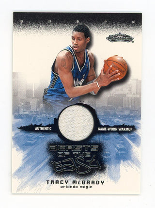 Tracy McGrady 2002 Fleer Beasts of the East Game-Worn Warmup Card